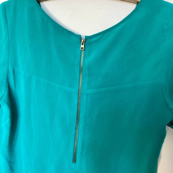4/$10 | Teal chiffon tee with exposed zipper - Picture 4 of 5